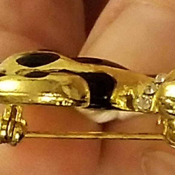 NWT Black Gold Cat Pin Brooch Glass Crystal Collar - Picture 5 of 8
